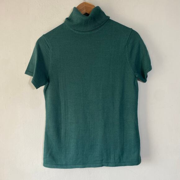 Dialogue Short Sleeve Turtleneck Merino Blend Sweater‎ XS Old Money Quiet Luxury - Picture 1 of 6